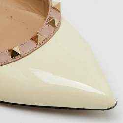Valentino Off White Patent Leather Rockstud Ballet Flats Size 40