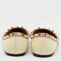 Valentino Off White Patent Leather Rockstud Ballet Flats Size 40