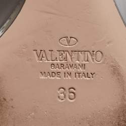 Pre Owned Valentino Black Patent Leather Ankle Strap Wedge Pumps 36