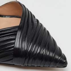 Valentino Black Pleated Leather and PVC B Drape Pointed Toe Pumps Size 40
