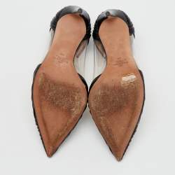 Valentino Black Pleated Leather and PVC B Drape Pointed Toe Pumps Size 40