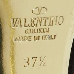 Pre Owned Valentino Black/Gold Suede Crystal Embellished Peep Toe Platform Pumps Size 37.5