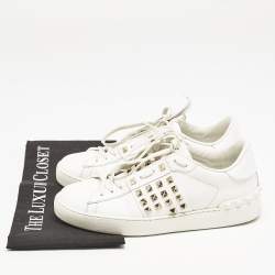 Valentino White Leather Rockstud Untitled Low Top Sneakers Size 39