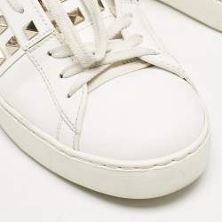 Valentino White Leather Rockstud Untitled Low Top Sneakers Size 39