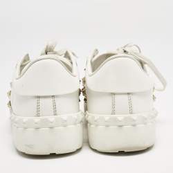Valentino White Leather Rockstud Untitled Low Top Sneakers Size 39