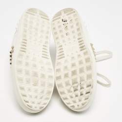 Valentino White Leather Rockstud Untitled Low Top Sneakers Size 39