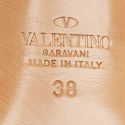 Pre Owned Valentino Black Patent Leather Vlogo Medallion Pumps Size 38