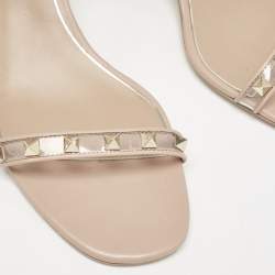 Pre Owned Valentino Blush Pink Leather and PVC Rockstud Ankle Strap Sandals Size 41