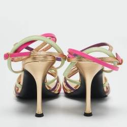 Valentino Multicolor Leather Ankle Strap Sandals Size 37.5