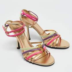 Valentino Multicolor Leather Ankle Strap Sandals Size 37.5
