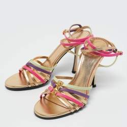 Valentino Multicolor Leather Ankle Strap Sandals Size 37.5