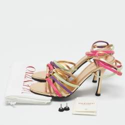 Valentino Multicolor Leather Ankle Strap Sandals Size 37.5