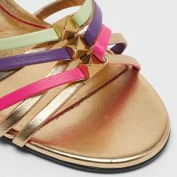 Valentino Multicolor Leather Ankle Strap Sandals Size 37.5