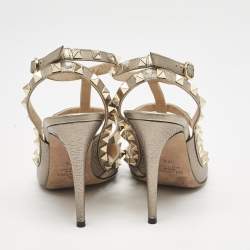 Valentino Metallic Leather Rockstud Caged Pumps Size 37.5