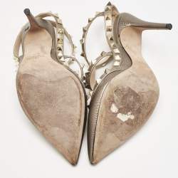 Valentino Metallic Leather Rockstud Caged Pumps Size 37.5