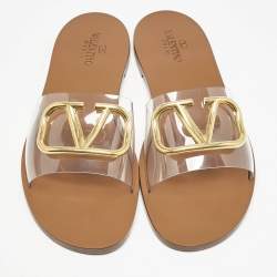 Valentino Tranparent PVC VLogo Flat Slides Size 40.5