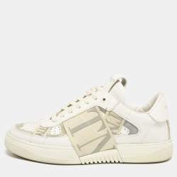 Valentino White/Grey Canvas and Leather VL7N Low Top Sneakers Size 37