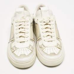 Valentino White/Grey Canvas and Leather VL7N Low Top Sneakers Size 37