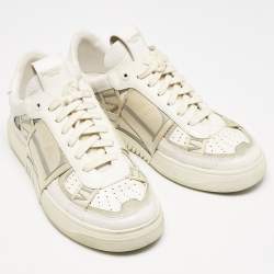 Valentino White/Grey Canvas and Leather VL7N Low Top Sneakers Size 37