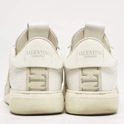 Valentino White/Grey Canvas and Leather VL7N Low Top Sneakers Size 37