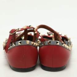 Pre Owned Valentino Multicolor Leather Rockstud Ballet Flats Size 39