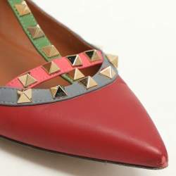 Pre Owned Valentino Multicolor Leather Rockstud Ballet Flats Size 39