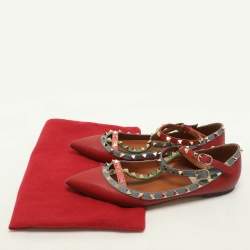 Pre Owned Valentino Multicolor Leather Rockstud Ballet Flats Size 39