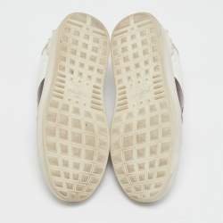 Valentino White and Burgundy Leather Open Low Top Sneakers Size 37