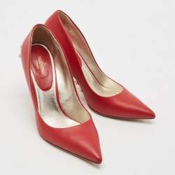 Valentino Dark Red Leather Rockstud Pumps Size 39.5