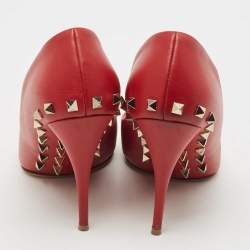 Valentino Dark Red Leather Rockstud Pumps Size 39.5