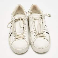 Valentino White Leather Rockstud Low Top Sneakers Size 37