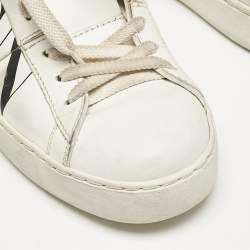 Valentino White Leather Rockstud Low Top Sneakers Size 37