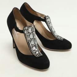Valentino Black Suede Crystal Embellished Pumps Size 40