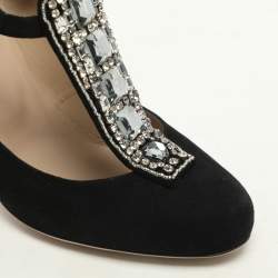Valentino Black Suede Crystal Embellished Pumps Size 40