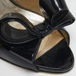 Valentino Black Patent Leather Bow D'orsay Pumps Size 38