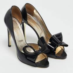 Valentino Black Patent Leather Bow D'orsay Pumps Size 38