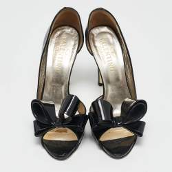 Valentino Black Patent Leather Bow D'orsay Pumps Size 38