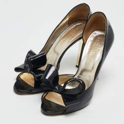 Valentino Black Patent Leather Bow D'orsay Pumps Size 38