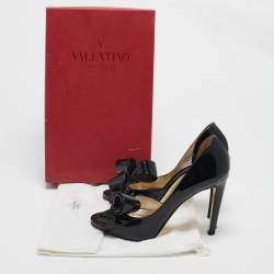 Valentino Black Patent Leather Bow D'orsay Pumps Size 38