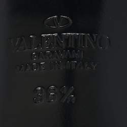 Pre Owned Valentino Red Leather Rose Atelier 03 Slide Sandals Size 36.5