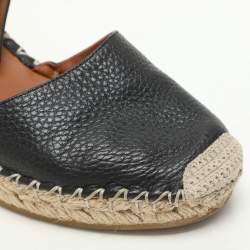 مملوكة مسبقًا صندل فالنتينو روكستد كعب روكي اسبادريل سير كاحل جلد أسود مقاس 38