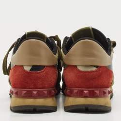 Valentino Multicolor Leather and Suede Rockrunner Low Top Sneakers Size 37