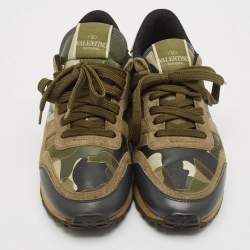 Valentino Multicolor Leather and Suede Rockrunner Low Top Sneakers Size 37