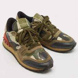 Valentino Multicolor Leather and Suede Rockrunner Low Top Sneakers Size 37