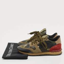 Valentino Multicolor Leather and Suede Rockrunner Low Top Sneakers Size 37