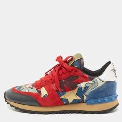 Valentino Two Tone Suede and Leather Camustars Rockrunner Sneakers Size 37.5