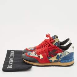 Valentino Two Tone Suede and Leather Camustars Rockrunner Sneakers Size 37.5
