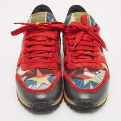 Valentino Two Tone Suede and Leather Camustars Rockrunner Sneakers Size 37.5