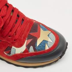 Valentino Two Tone Suede and Leather Camustars Rockrunner Sneakers Size 37.5