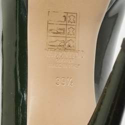 Pre Owned Valentino Green Patent Leather Knotted Bow Peep Toe Pumps Size 39.5